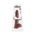 King Cock 10 in. Cock With Balls Realistic Suction Cup Dildo Brown