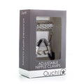 Ouch! Adjustable Metal Nipple Clamps With Chain Silver