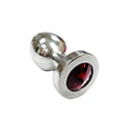 Stainless Steel  Smooth Medium Butt Plug- Red Crystal