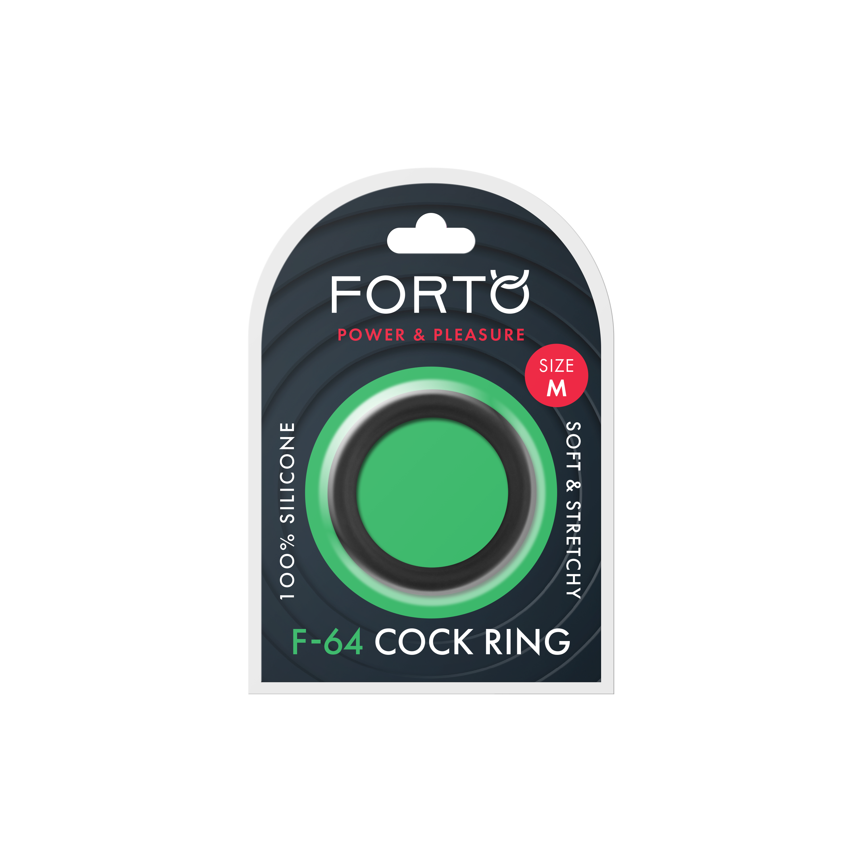 Forto F-64 Wide Liquid Silicone Cockring Medium Black