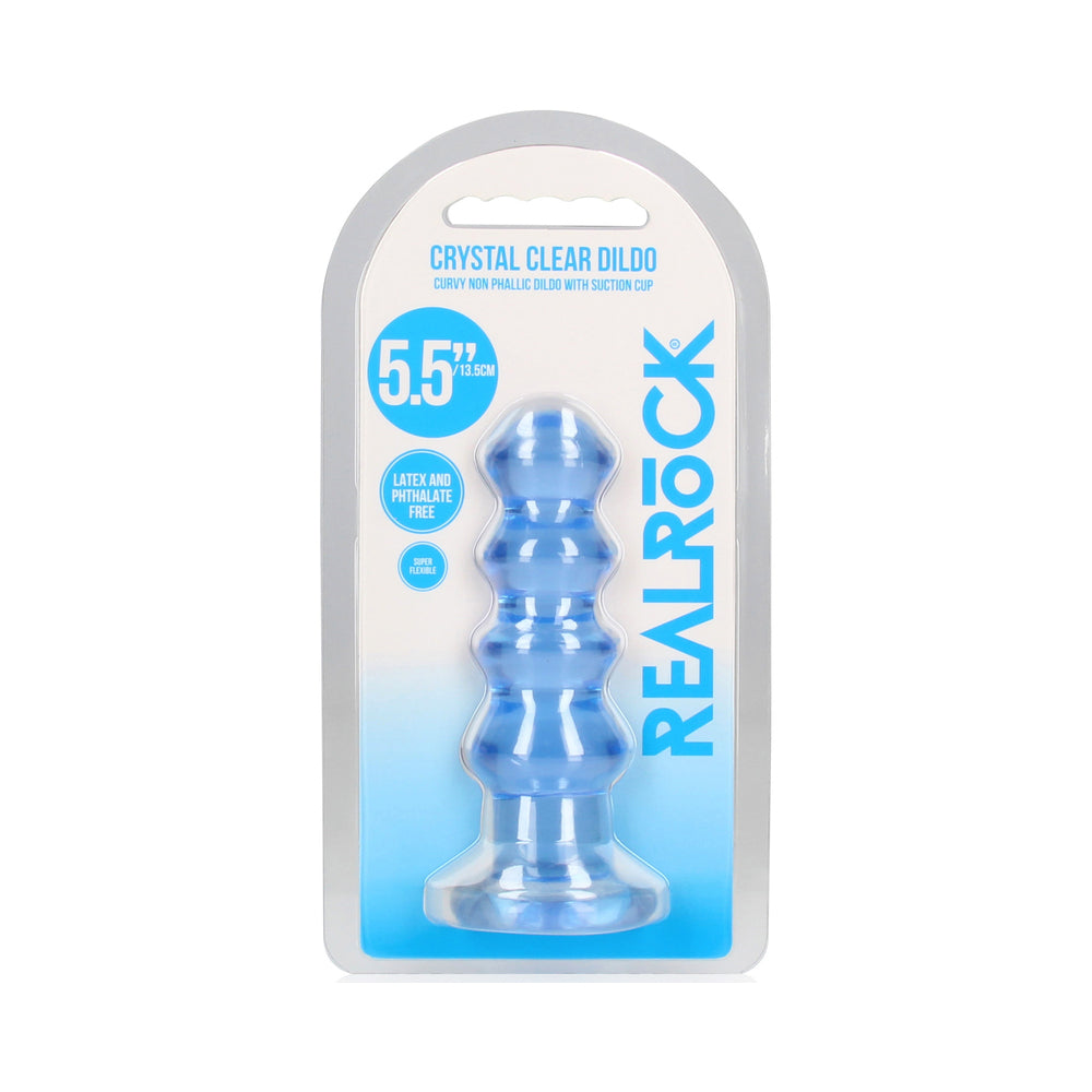 RealRock Crystal Clear Curvy 5.5 in. Dildo/Plug Blue