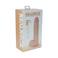 RealRock 8 in. Vibrating and Thrusting Cock with Balls Regular Straight Beige