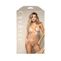 Fantasy Lingerie Opulence Foil Mesh Cut-Out Halter Teddy with Stimulating Pearl & Pearl String L/XL