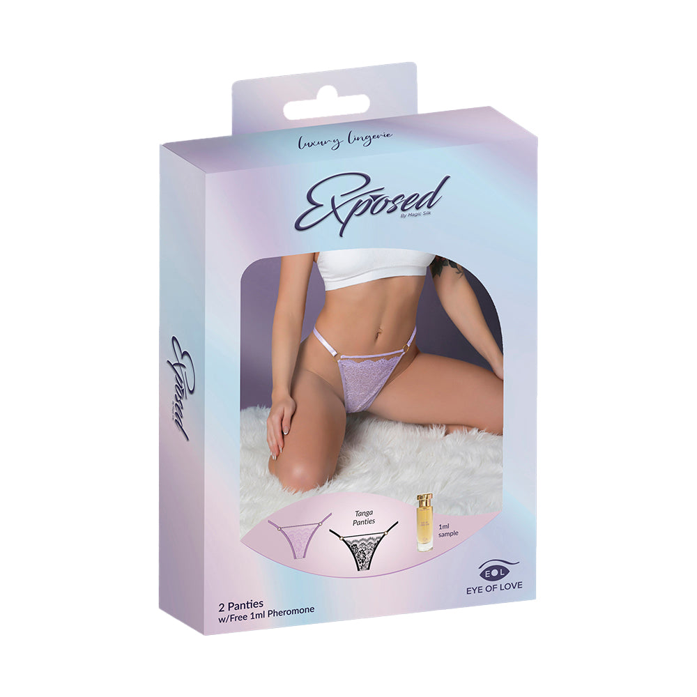 Magic Silk Pheromone Panties Tanga Panty 2-Pack Lilac/Black Queen Size