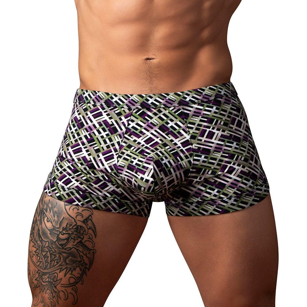 Male Power Gridlock'd Short with Strap Print M