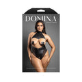 Fantasy Lingerie Domina Cupless High-Neck Halter Teddy with Zipper Detail & Pasties Black Queen Size