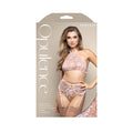 Fantasy Lingerie Opulence Pearl Halter Bralette, Garter Belt & Crotchless Pearl G-String Light Pink S/M