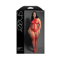 Fantasy Lingerie Sheer Stripped Down Halter Teddy Bodystocking with Cut-Out Back Red Queen Size